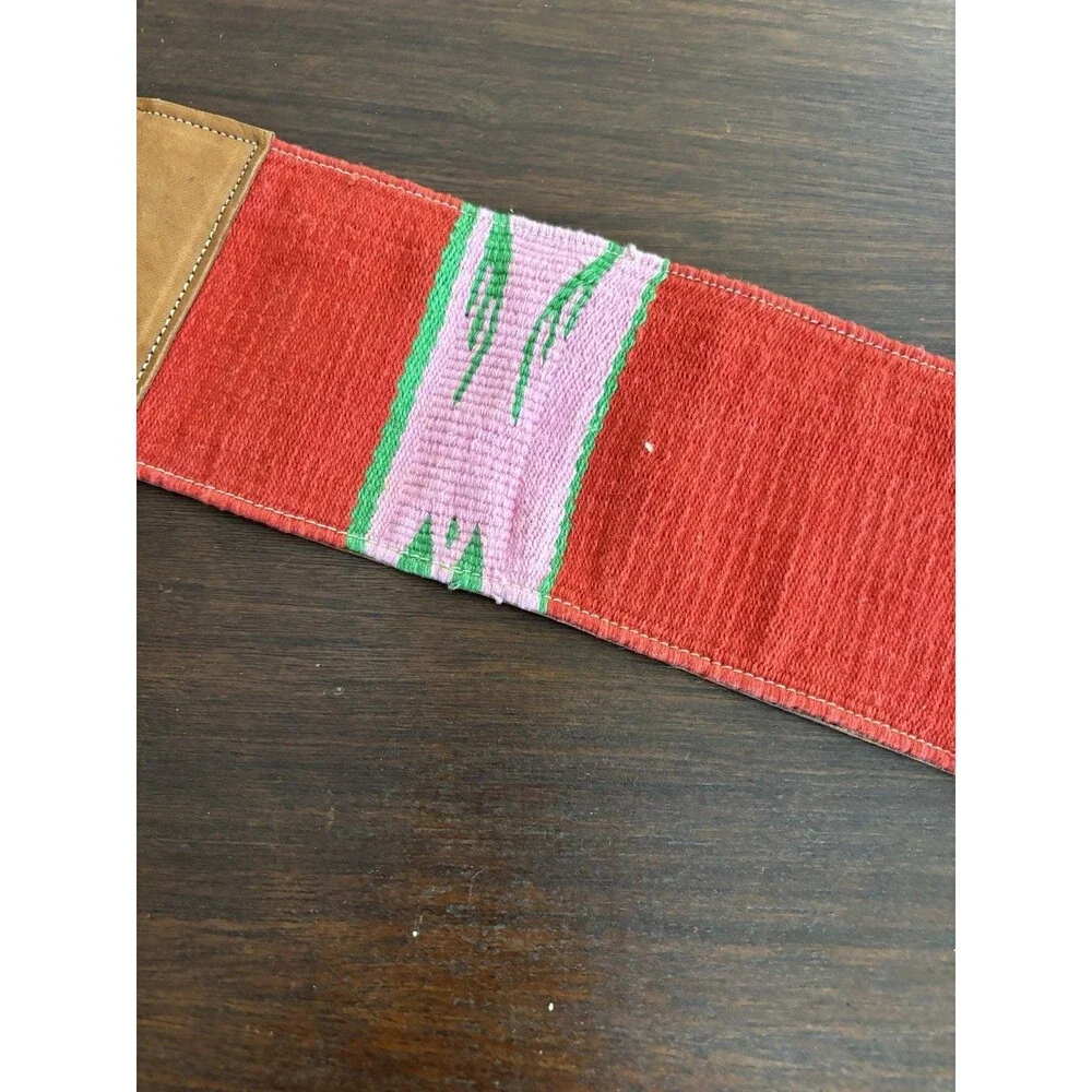 Vintage Women's 4 inch Belt Handcrafted Guatemalan Woven Leather Folk Belt Boho